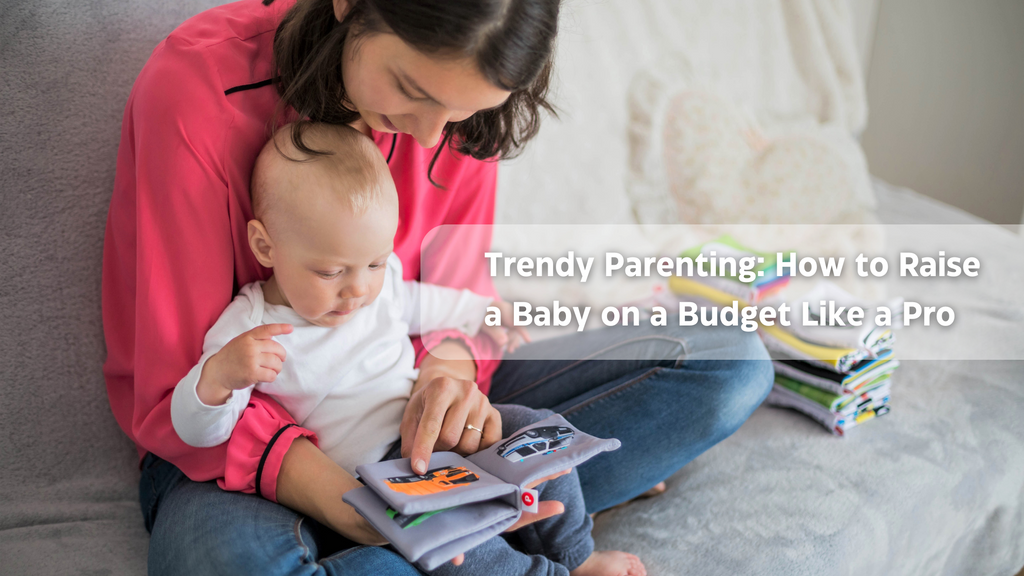 Woman reading to baby on gray couch, Red Book emphasizes parenting bond.