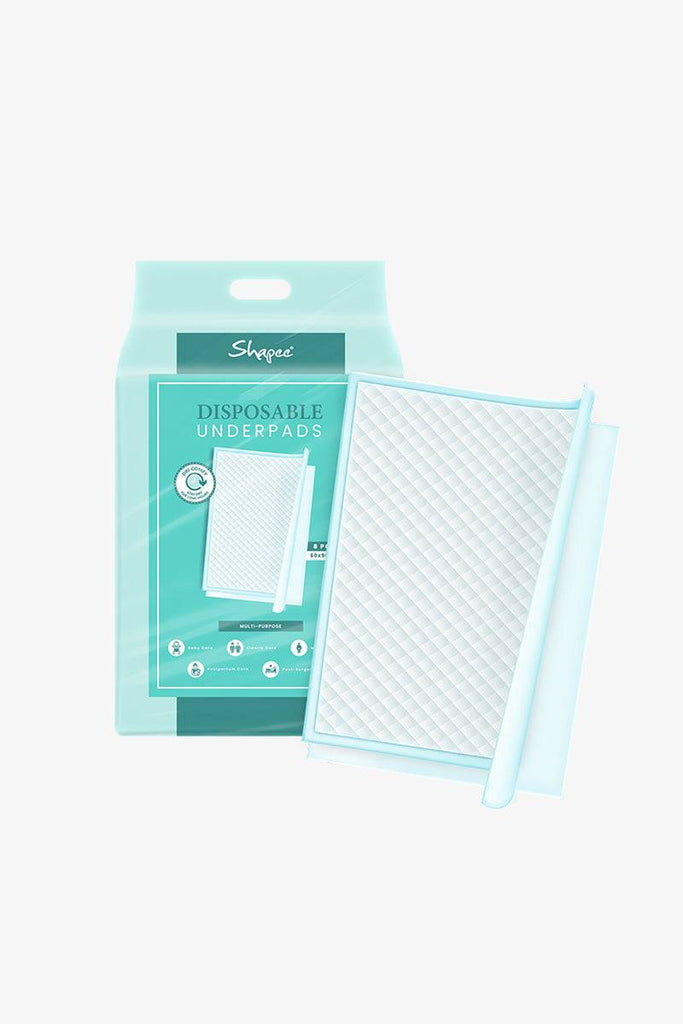 Shapee reusable and disposable underpads 8-pack including large cloth incontinence pads0