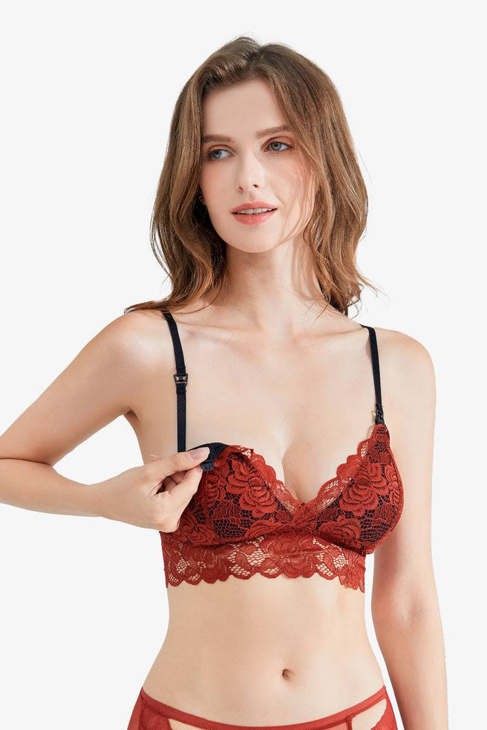 Shapee Lacey Nursing Bralette (Poppy Red) - wireless, nursing clip