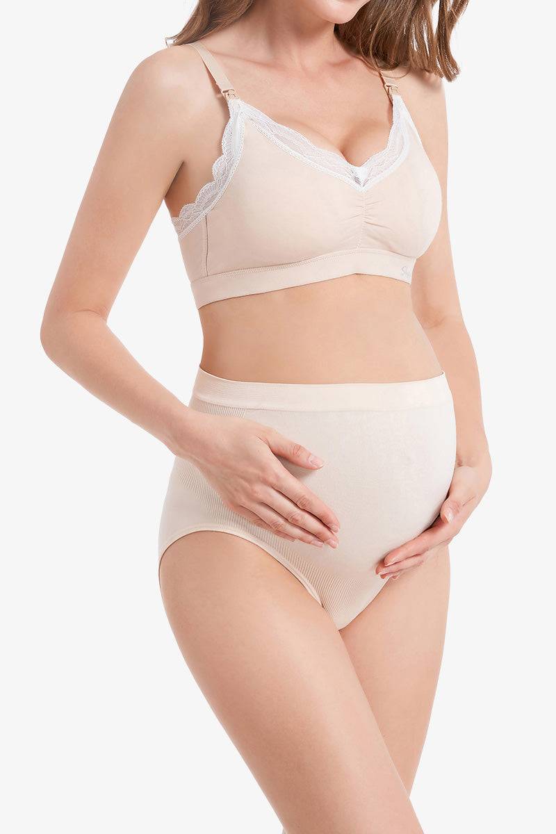 Seamless maternity high waist brief Milk black